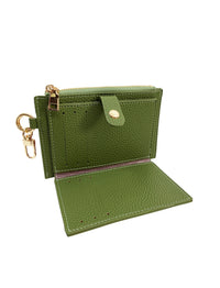 Card Holder Coin Zip Purse Khaki