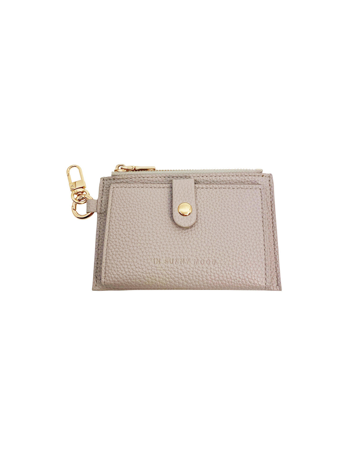 Card Holder Coin Zip Purse Beige