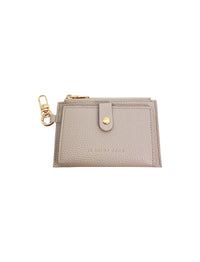 Card Holder Coin Zip Purse Beige