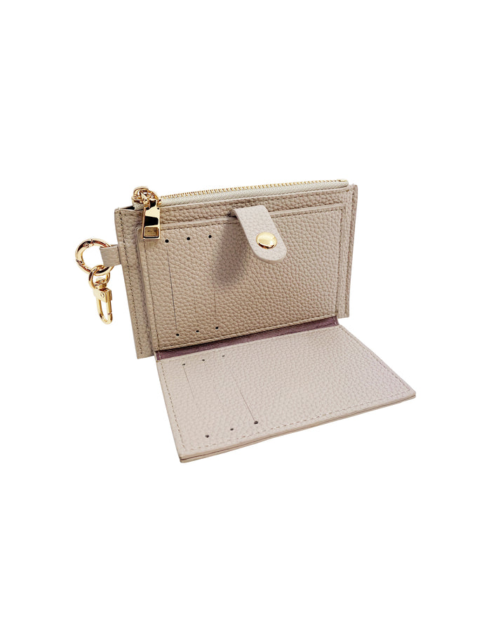 Card Holder Coin Zip Purse Beige