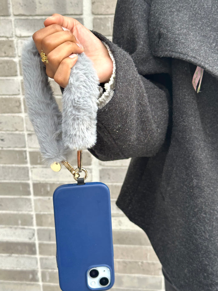 Fluffy Faux Fur Handle 40 cm Grey