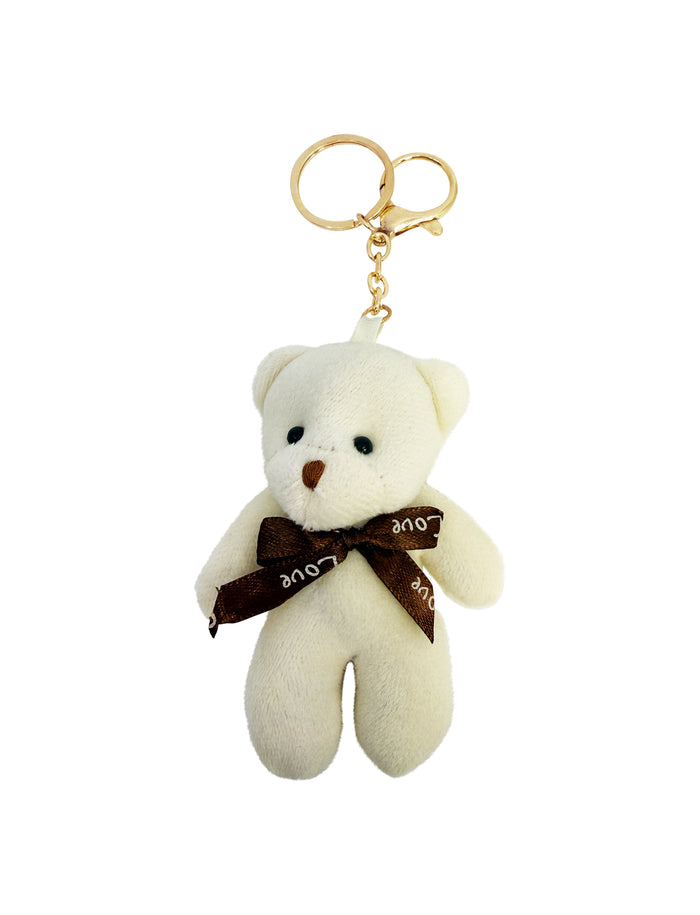 Furry Teddy Charm Milky White