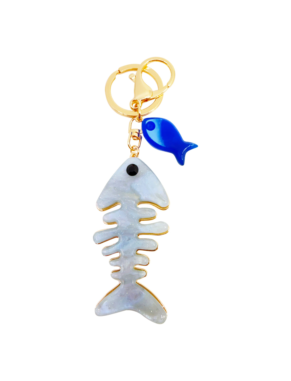 Fish Bone Key Charm White