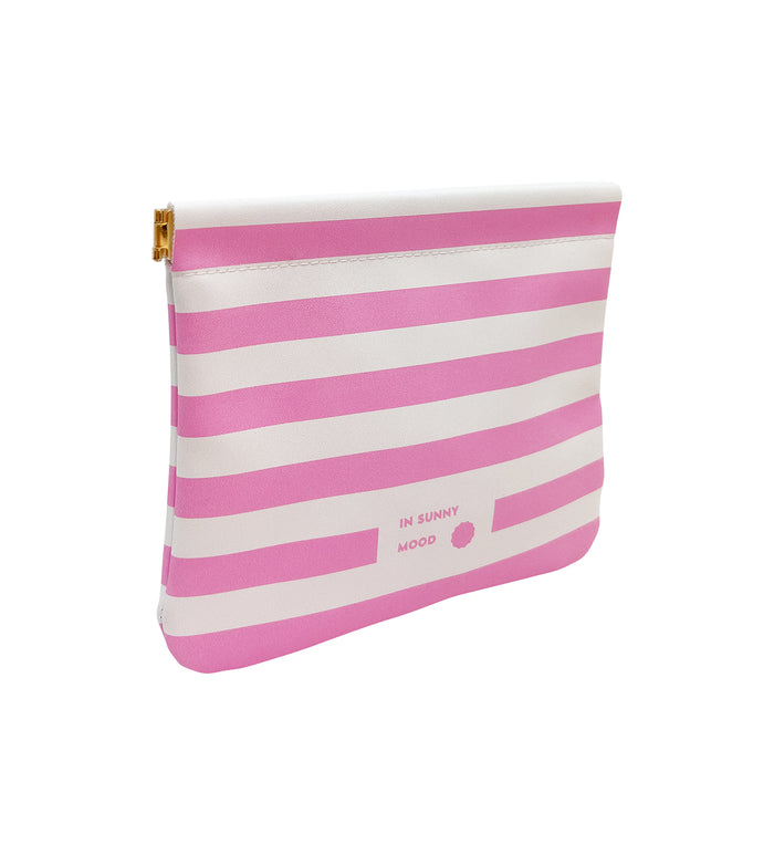 Sunny Snap Pouch Med Stripe Pink