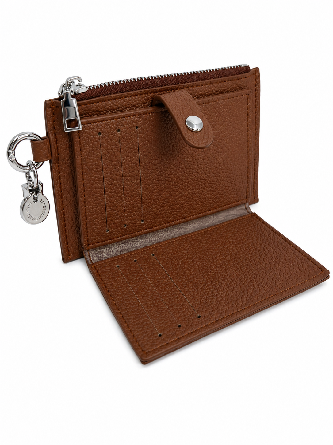 Card Holder Coin Zip Purse New Brown