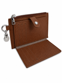 Card Holder Coin Zip Purse New Brown
