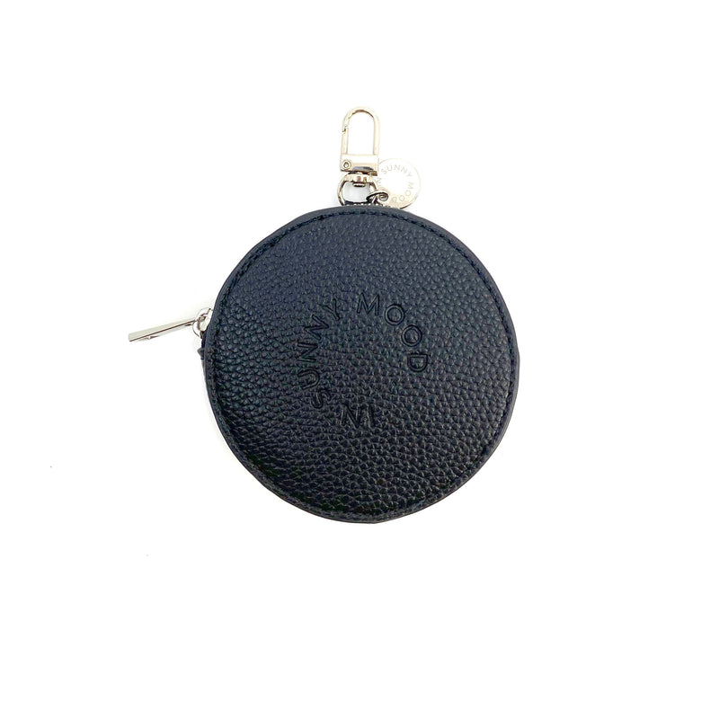 Phone Pouch Round Black Silver