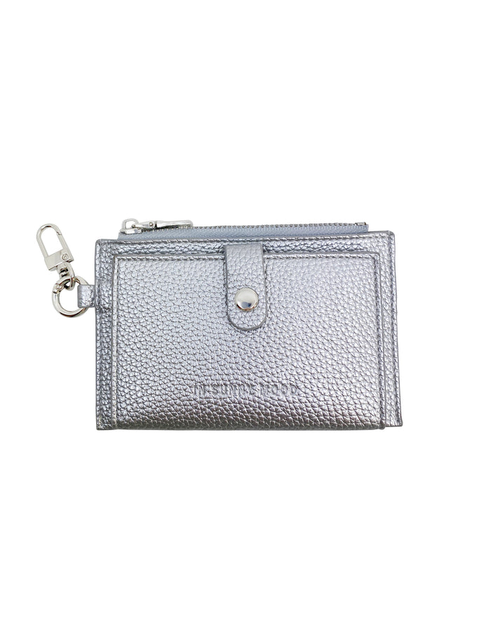 Card Holder Coin Zip Purse Silver