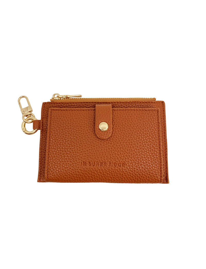 Card Holder Coin Zip Purse Brown