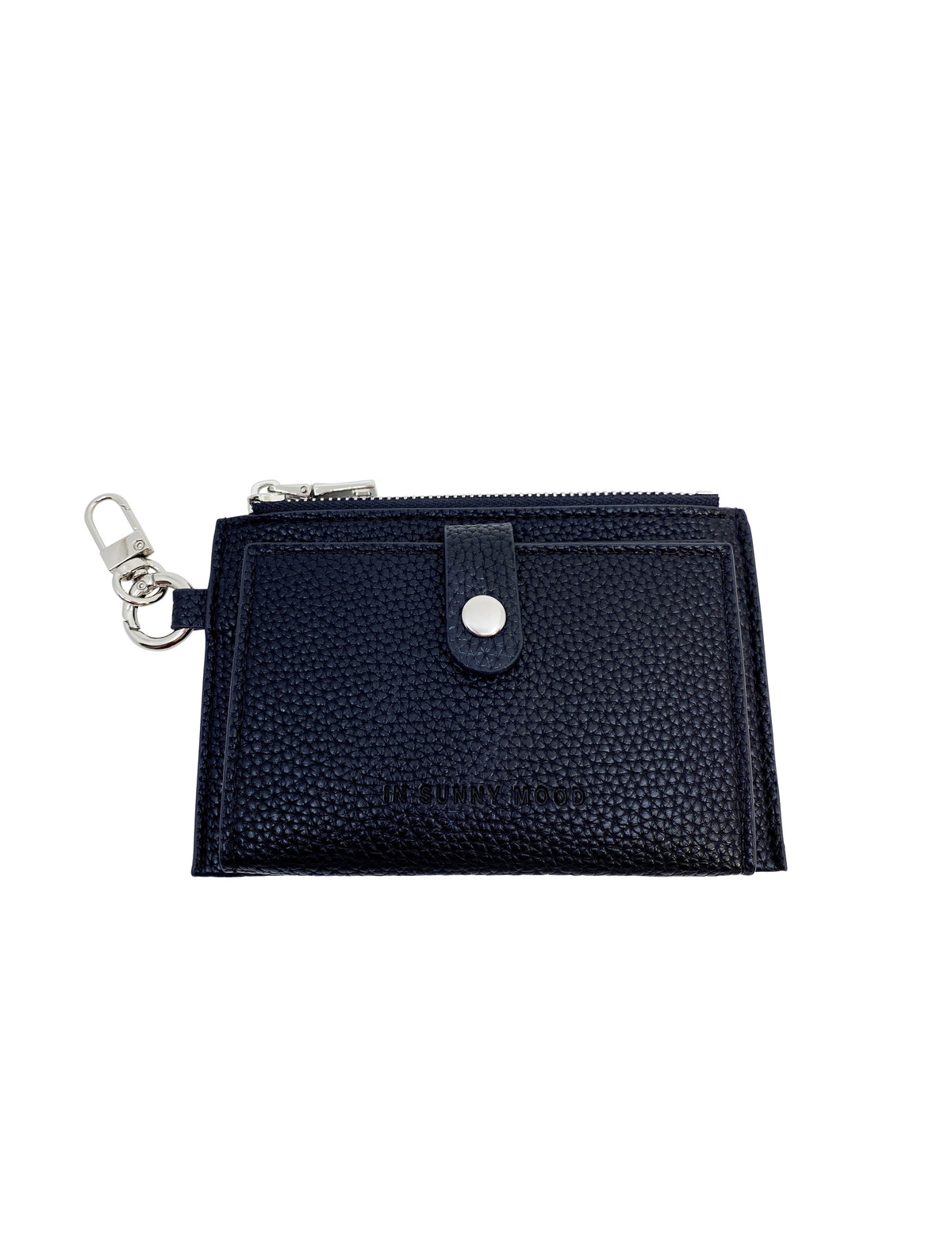 Card Holder Coin Zip Purse Black Silver