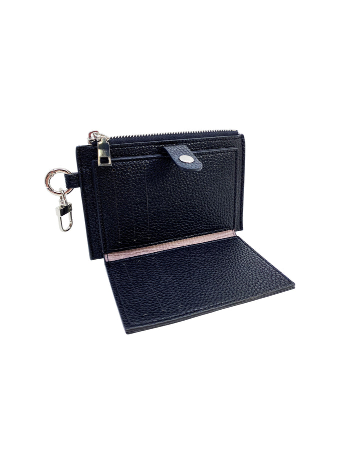 Card Holder Coin Zip Purse Black Silver