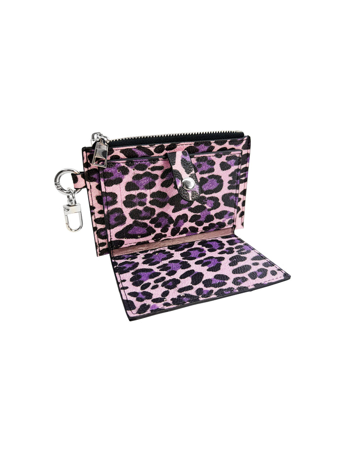 Card Holder Coin Zip Purse Pink Leo