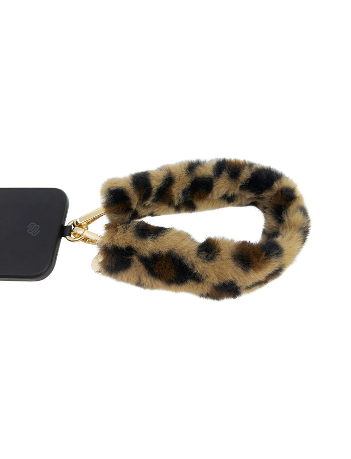Fluffy Faux Fur Handle 40 cm Leo Brown