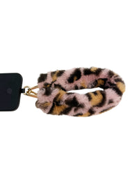 Fluffy Faux Fur Handle 40 cm Leo Pink