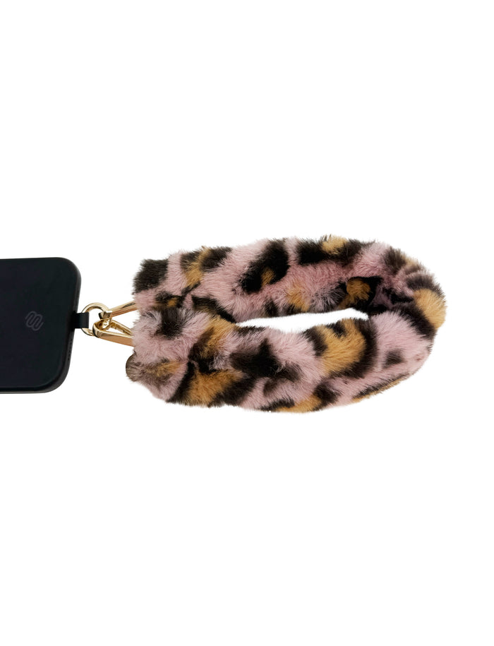 Fluffy Faux Fur Handle 40 cm Leo Pink